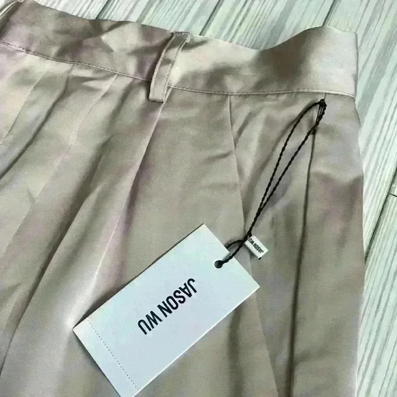 NWT Women’s Jason Wu high waist pleat front Satin Style tapered leg pants - Picture 5 of 7